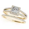 Image 1 : 1.56 CTW Certified VS/SI Princess Diamond 2Pc Set Solitaire Halo 14K Yellow Gold - REF-436K5R - 3136