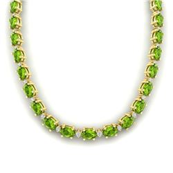 46.5 CTW Peridot & VS/SI Certified Diamond Eternity Necklace 10K Yellow Gold - REF-275R3K - 29430