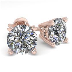 1.02 CTW VS/SI Diamond Stud Designer Earrings 18K Rose Gold - REF-150N9Y - 32264