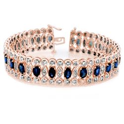 18.50 CTW Blue Sapphire & Diamond Bracelet 14K Rose Gold - REF-440K9R - 11718