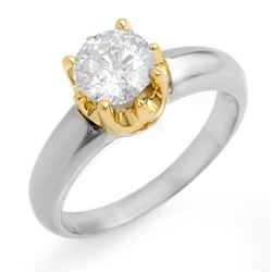 1.0 CTW Certified VS/SI Diamond Solitaire Ring 14K 2-Tone Gold - REF-291X3T - 11135