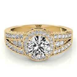 1.5 CTW Certified VS/SI Diamond Solitaire Halo Ring 18K Yellow Gold - REF-398K9R - 26795