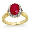 Image 1 : 2.75 CTW Ruby & Diamond Ring 18K Yellow Gold - REF-69R3K - 12328