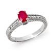 Image 1 : 1.01 CTW Ruby & Diamond Ring 18K White Gold - REF-43Y6N - 13786