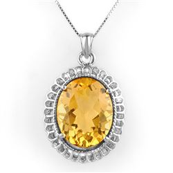 12.0 CTW Citrine Necklace 14K White Gold - REF-72W4H - 10326