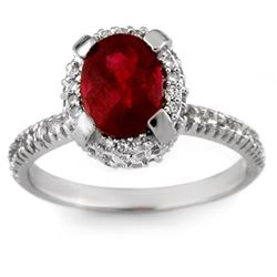 2.60 CTW Rubellite & Diamond Ring 14K White Gold - REF-65R3K - 10965