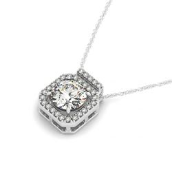 1.25 CTW Certified VS/SI Diamond Solitaire Halo Necklace 14K White Gold - REF-286F6M - 30215