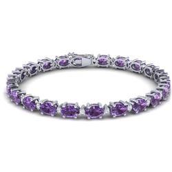 19.7 CTW Amethyst & VS/SI Certified Diamond Eternity Bracelet 10K White Gold - REF-104H2W - 29357