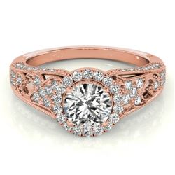 1.25 CTW Certified VS/SI Diamond Solitaire Halo Ring 18K Rose Gold - REF-238N2Y - 26573