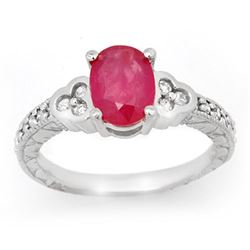 2.31 CTW Ruby & Diamond Ring 14K White Gold - REF-62R4K - 13978