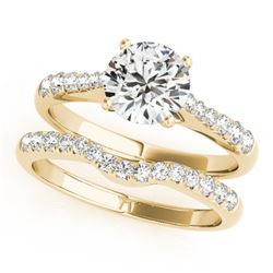 0.98 CTW Certified VS/SI Diamond Solitaire 2Pc Wedding Set 14K Yellow Gold - REF-129W5H - 31576