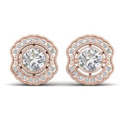 1.5 CTW Certified VS/SI Diamond Art Deco Stud Earrings 14K Rose Gold - REF-196M2F - 30541