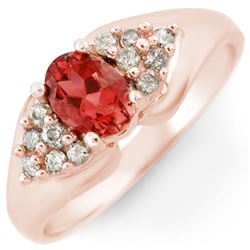 0.90 CTW Pink Tourmaline & Diamond Ring 14K Rose Gold - REF-45F5M - 10810