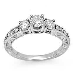 0.95 CTW Certified VS/SI Diamond Ring 18K White Gold - REF-120X2T - 11916