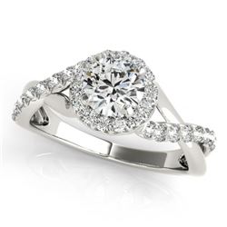 0.75 CTW Certified VS/SI Diamond Solitaire Halo Ring 18K White Gold - REF-100H9W - 26661