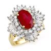 Image 1 : 4.70 CTW Ruby & Diamond Ring 14K Yellow Gold - REF-145M5F - 13322