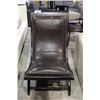 Image 1 : WOOD AND LEATHER PARLOR CHAIR