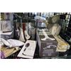 Image 2 : SHELF LOT - TABLETOP SEWING MACHINE, MISC TOWELS AND CURTAINS AND A 20L STOCK POT.