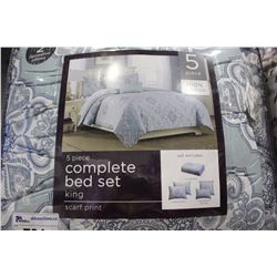 5 PIECE COMPLETE BED SET KING SIZED