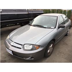 2004 CHEVROLET CAVALIER, GREY, 4 DOOR SEDAN, GAS, AUTOMATIC, VIN#3G1JC52F84S110098, 189,755KMS,