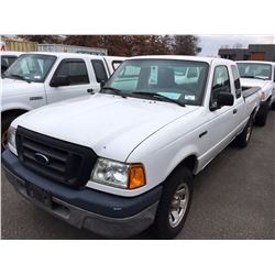 2004 FORD RANGER, WHITE, PICKUP, GAS, AUTOMATIC, VIN#1FTZR44U54PB43606, 104,058KMS, RD,CD, NO