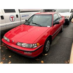 1991 ACURA INTEGRA, RED, 2 DOOR HATCHBACK, GAS, AUTOMATIC, VIN#JH4DA9443MS805709, 405,214KMS,