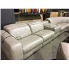 Image 2 : CINDY CRAWFORD HOME 9 PCS LEATHER TAUPE ENTERTAINMENT SECTIONAL SOFA