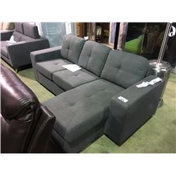 GREY FABRIC 3 SEAT SOFA WITH LOUNGER