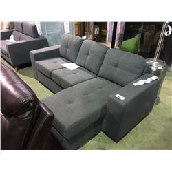 GREY FABRIC 3 SEAT SOFA WITH LOUNGER