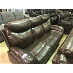 BROWN LEATHER 3 SEAT RECLINING SOFA STYLE 2