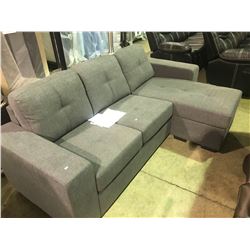 GREY FABRIC 3 SEAT SOFA WITH LOUNGER