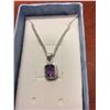 Image 2 : CERTIFIED PURPLE AMETHYST & DIAMOND PENDANT/NECKLACE SET. 1CT EMERALD CUT