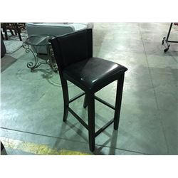 CHOCOLATE BROWN LEATHER UPHOLSTERED BAR STOOL