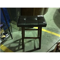 BROWN LEATHER UPHOLSTERED BAR STOOL