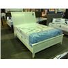Image 1 : QUEEN SIZED WHITE BED - HEADBOARD, FOOTBOARD & RAILS