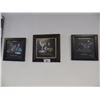 Image 1 : 3 FRAMED MICHAEL GODDARD PRINTS (WALL STREET MARTINI, MONEY ROLL, THE HEIST) 14 7/8" X 14 7/8"