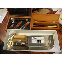 CASED KNIFE & PLIER SET, CASED LETTER OPENER, MISC KNIVES, CLEAVER, ETC