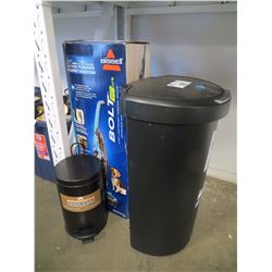 2 GARBAGE CANS/BISSEL BOLT XRT VAC