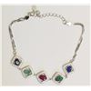 Image 2 : STERLING SILVER EMERALD, SAPPHIRE, RUBY BRACELET INSURANCE VALUE $1000