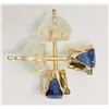 Image 2 : 14KT YELLOW GOLD BLUE SAPPHIRE EARRINGS RETAIL $300