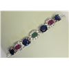 Image 2 : STERLING SILVER SAPPHIRE, RUBY, EMERALD (TOTAL 1.75CT) BRACELET INSURANCE VALUE $500