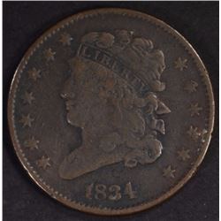 1834 HALF CENT, FINE