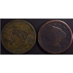 LARGE CENTS: 1843 F/VF & 1847 GOOD