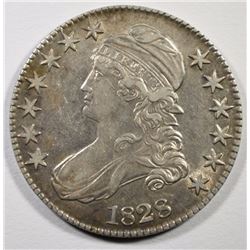 1828 CAPPED BUST HALF DOLLAR, AU