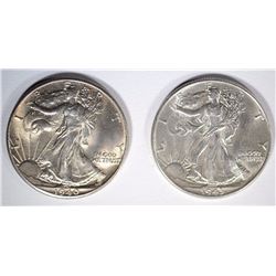 1940 & 1943 WALKING LIBERTY HALVES, CH BU