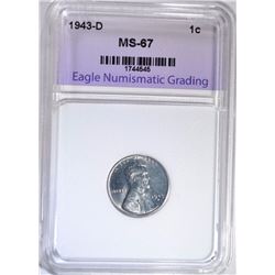 1943-D LINCOLN CENT ENG SUPERB GEM BU