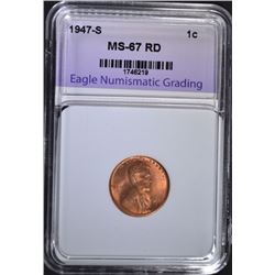 1947-S LINCOLN CENT ENG SUPERB GEM BU RED