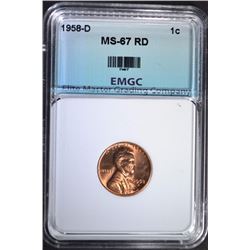 1958-D LINCOLN CENT EMGC SUPERB GEM BU RED