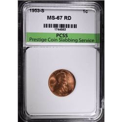 1953-S LINCOLN CENT, PCSS SUPERB GEM BU RD