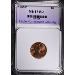 1958-D LINCOLN CENT ENG SUPERB GEM BU RED